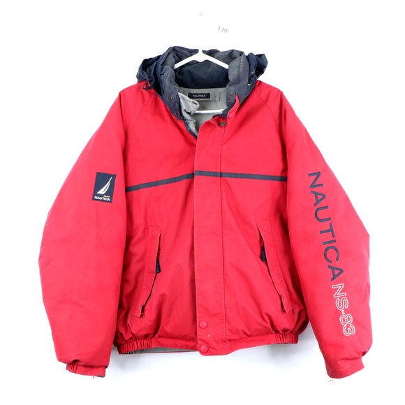 Vintage 90s Nautica Reversible Puffer Jacket Red